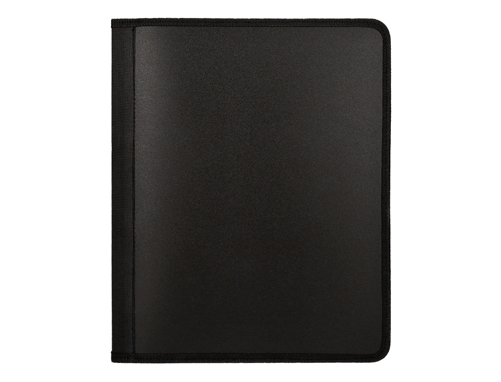 CARPETA LIDERPAPEL 4 ANILLAS 25 MM POLIPROPILENO CIERRE CREMALLERA 4 BOLSILLOS INTERIORES CON RIBETE COLOR NEGRO