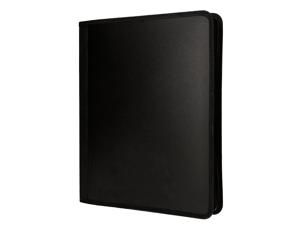 CARPETA LIDERPAPEL 4 ANILLAS 25 MM POLIPROPILENO CIERRE CREMALLERA 4 BOLSILLOS INTERIORES CON RIBETE COLOR NEGRO