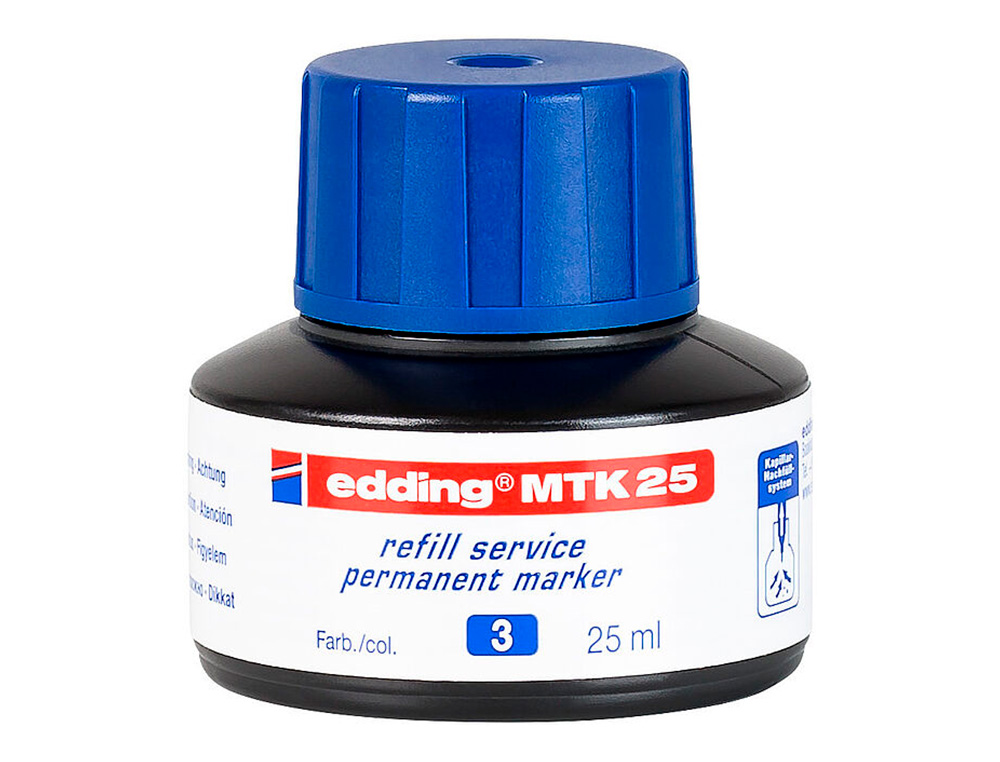 TINTA ROTULADOR EDDING MTK25 CON SISTEMA CAPILAR COLOR AZUL BOTE 25 ML