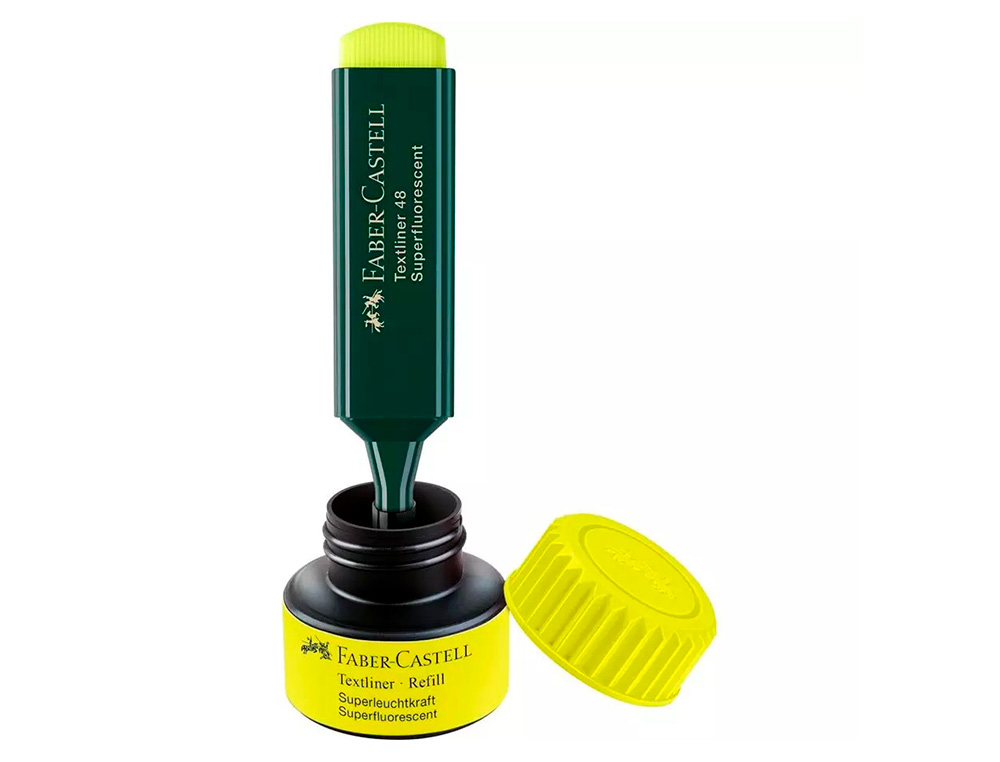 TINTA ROTULADOR FABER CASTELL TEXTLINER FLUORESCENTE 1549 CON SISTEMA CAPILAR COLOR AMARILLO BOTE 30 ML