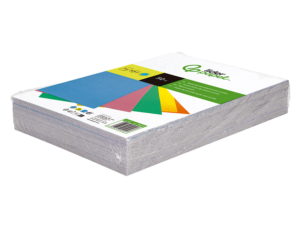 TAPA ENCUADERNACION LIDERPAPEL CARTON A4 0,9MM AZUL FLUOR PAQUETE DE 50 UNIDADES