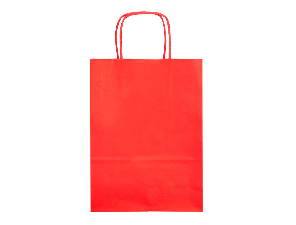 BOLSA PAPEL Q-CONNECT CELULOSA ROJO L CON ASA RETORCIDA 320X400X140 MM