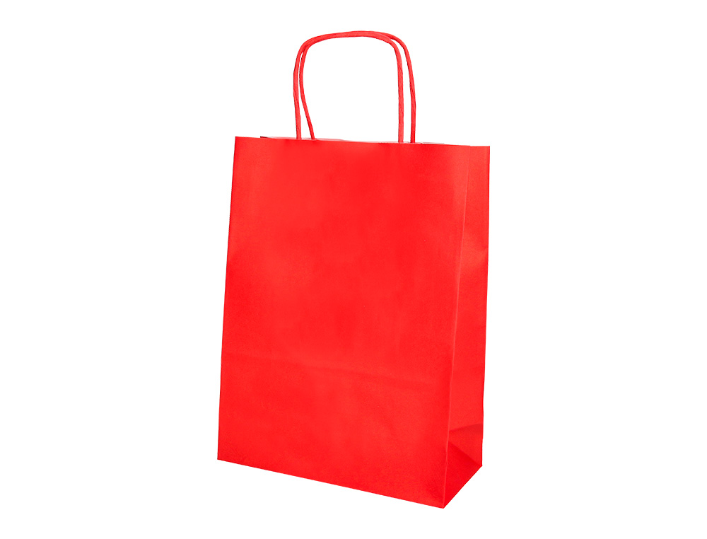 BOLSA PAPEL Q-CONNECT CELULOSA ROJO L CON ASA RETORCIDA 320X400X140 MM