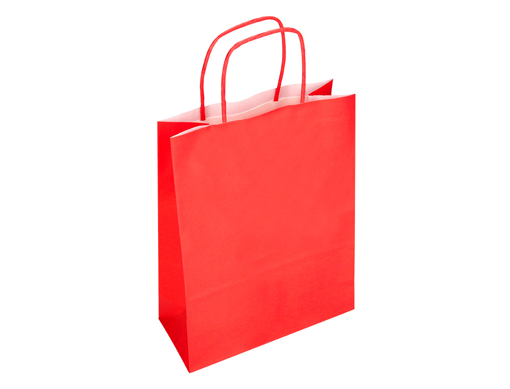 BOLSA PAPEL Q-CONNECT CELULOSA ROJO L CON ASA RETORCIDA 320X400X140 MM