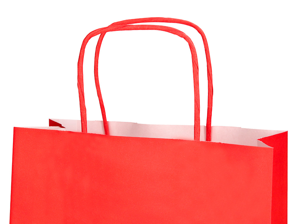 BOLSA PAPEL Q-CONNECT CELULOSA ROJO L CON ASA RETORCIDA 320X400X140 MM