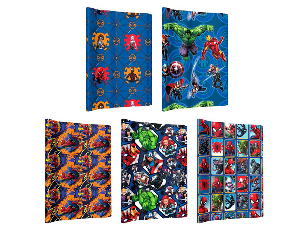 PAPEL DE REGALO BASIKA MARVEL ROLLO ANCHO 70 CM LONGITUD 2 MT DISEOS SURTIDOS