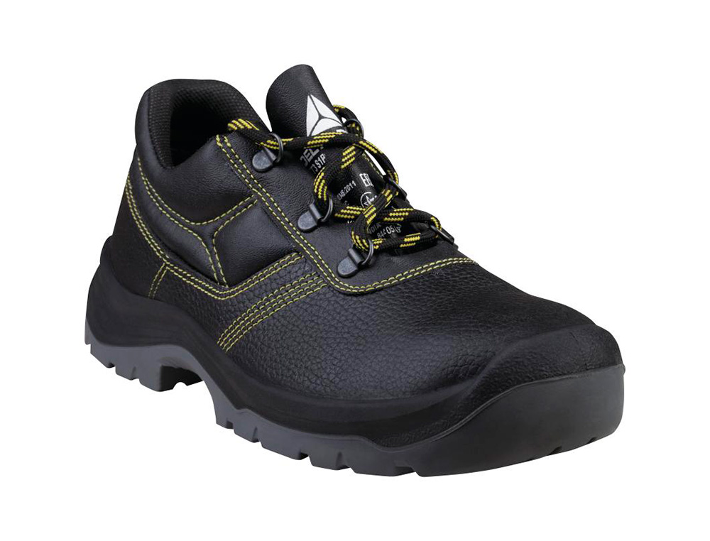 ZAPATOS DE SEGURIDAD DELTAPLUS PIEL CRUPON PIGMENTADA SUELA PU BI DENSIDAD COLOR NEGRO TALLA 44