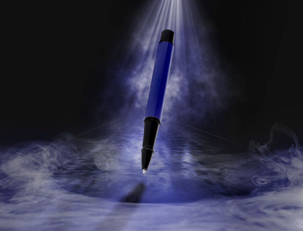 BOLIGRAFO BELIUS TURBO ALUMINIO COLOR AZUL Y NEGRO TINTA AZUL CAJA DE DISEÑO