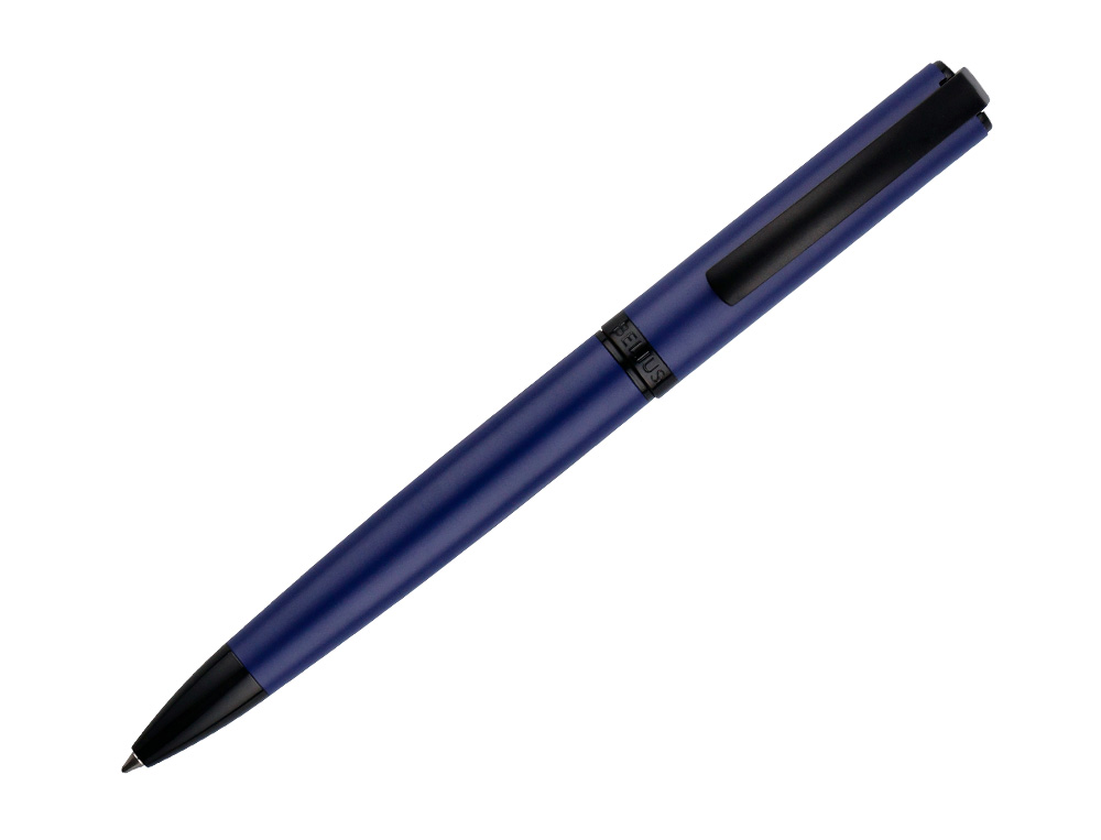 BOLIGRAFO BELIUS TURBO ALUMINIO COLOR AZUL Y NEGRO TINTA AZUL CAJA DE DISEÑO