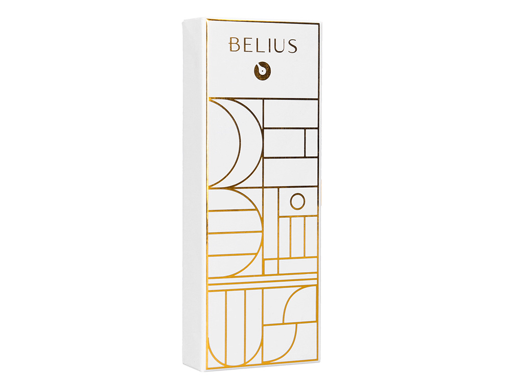 ROLLER BELIUS CARTE BLANCHE COLOR BLANCO Y DORADO TINTA NEGRA CAJA DE DISEÑO