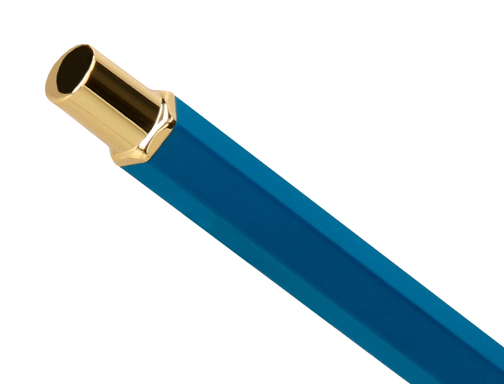 BOLIGRAFO BELIUS MACARON BLISS FORMA HEXAGONAL COLOR ROSA/ AZUL Y DORADO TINTA AZUL CAJA DE DISEÑO