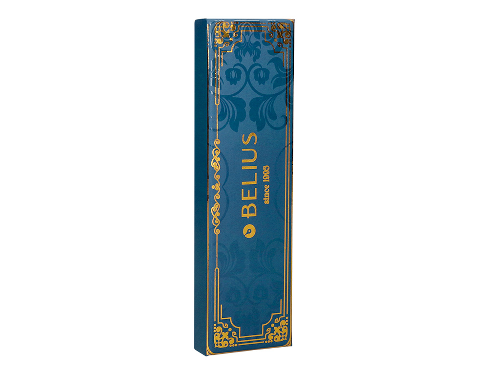 BOLIGRAFO BELIUS MACARON BLISS FORMA HEXAGONAL COLOR ROSA/ AZUL Y DORADO TINTA AZUL CAJA DE DISEÑO