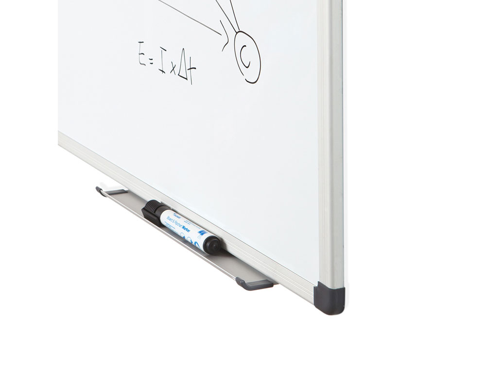 PIZARRA BLANCA ROCADA LACADA MAGNETICA MARCO ALUMINIO CON CANTONERAS 100X200 CM