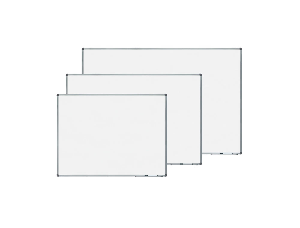 PIZARRA BLANCA ROCADA LACADA MAGNETICA MARCO ALUMINIO CON CANTONERAS 100X200 CM