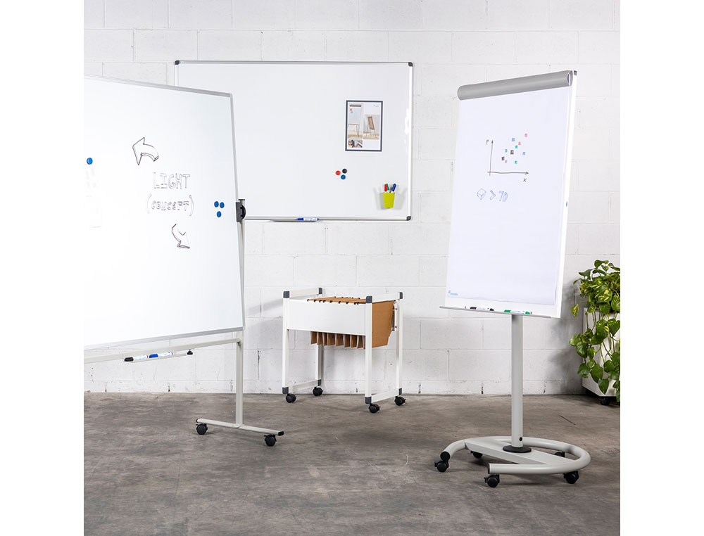 PIZARRA BLANCA ROCADA LACADA MAGNETICA MARCO ALUMINIO CON CANTONERAS 100X200 CM