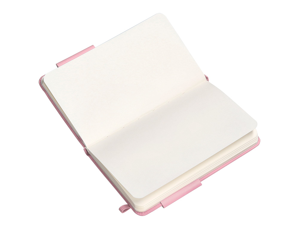 CUADERNO CON GOMILLA ANTARTIK NOTES TAPA DURA A6 HOJAS LISAS ROSA PASTEL 100 HOJAS 80 GR FSC