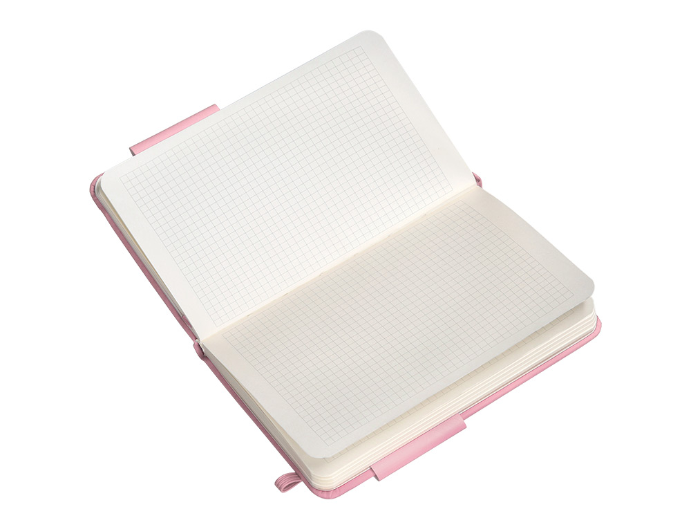 CUADERNO CON GOMILLA ANTARTIK NOTES TAPA DURA A6 HOJAS CUADRICULA ROSA PASTEL 100 HOJAS 80 GR FSC