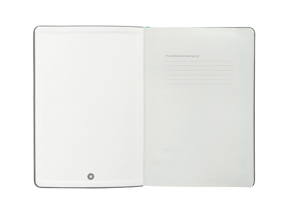 CUADERNO CON GOMILLA ANTARTIK NOTES TAPA DURA A4 HOJAS CUADRICULA GRIS Y TURQUESA 100 HOJAS 80 GR FSC