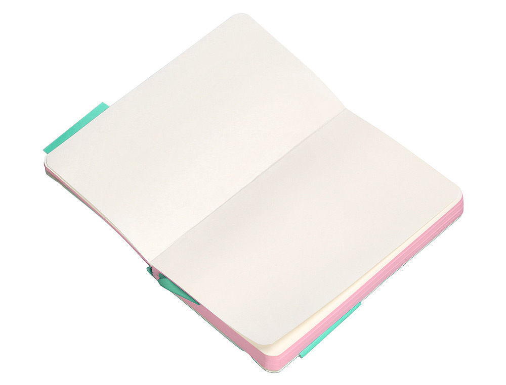 CUADERNO CON GOMILLA ANTARTIK NOTES TAPA BLANDA A6 HOJAS LISAS ROSA Y TURQUESA 100 HOJAS 80 GR FSC