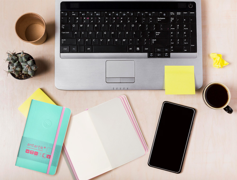 CUADERNO CON GOMILLA ANTARTIK NOTES TAPA BLANDA A6 HOJAS LISAS ROSA Y TURQUESA 100 HOJAS 80 GR FSC