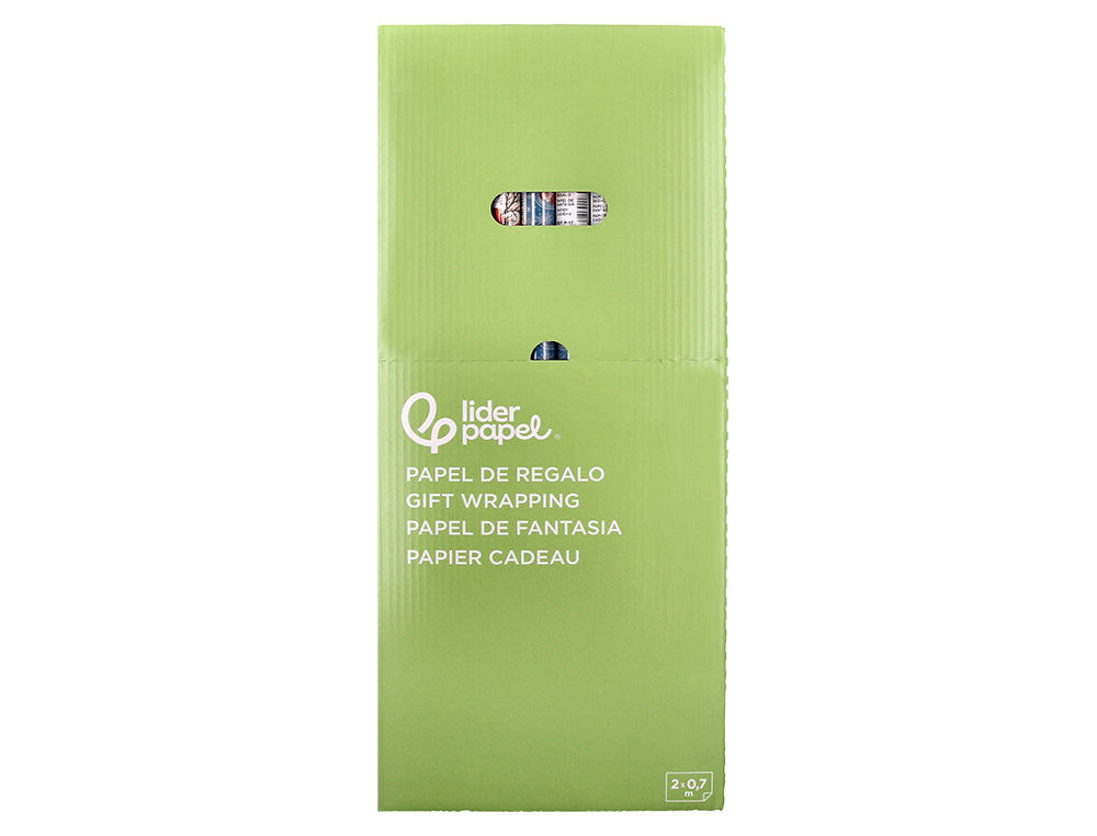 PAPEL DE REGALO LIDERPAPEL NAVIDAD ROLLO ANCHO 70 CM LONGITUD 2 MT GRAMAJE 60 GR DISEOS SURTIDOS C-2024