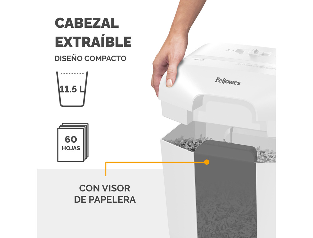 DESTRUCTORA DE DOCUMENTOS FELLOWES LX25 CAPACIDAD 6H SEGURIDAD P4 DESTRUYE GRAPAS CLIPS Y TARJETAS