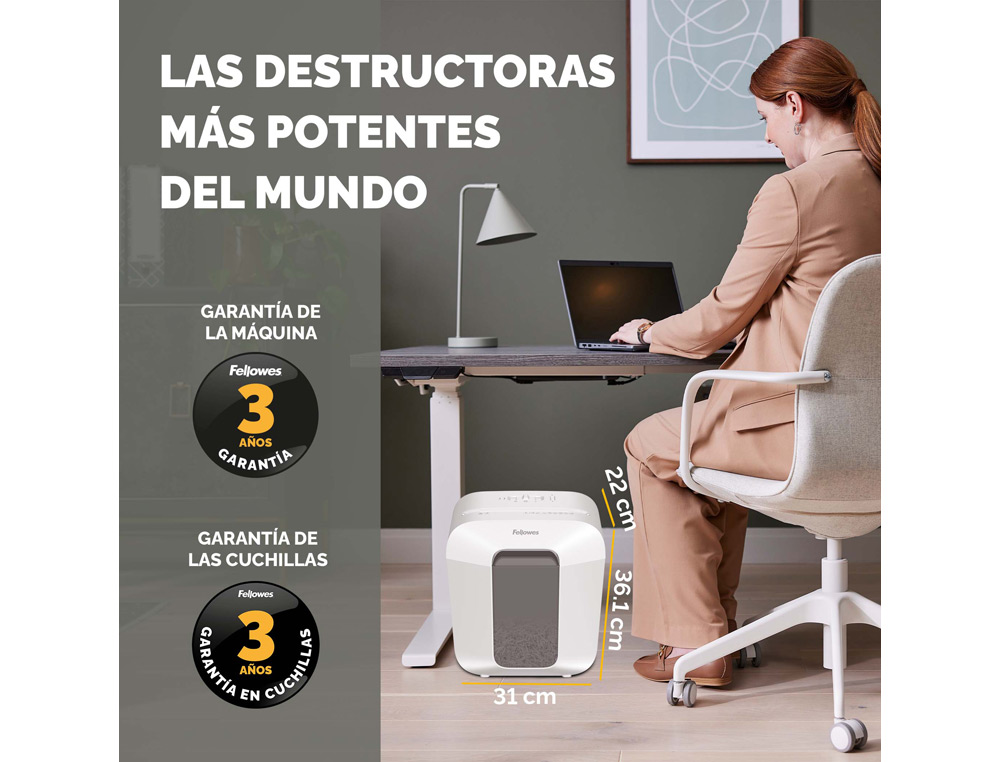 DESTRUCTORA DE DOCUMENTOS FELLOWES LX25 CAPACIDAD 6H SEGURIDAD P4 DESTRUYE GRAPAS CLIPS Y TARJETAS