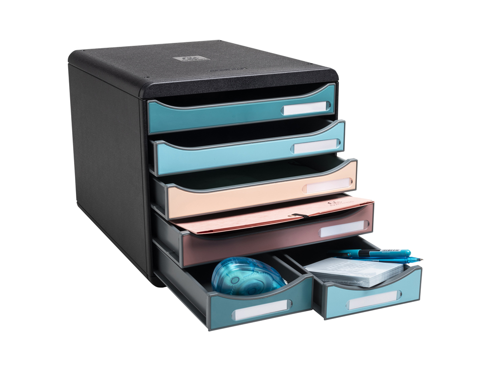 FICHERO CAJONES DE SOBREMESA EXACOMPTA SKANDI DIN A4+ POLIPROPILENO RECICLADO 6 CAJONES COLORES SURTIDOS