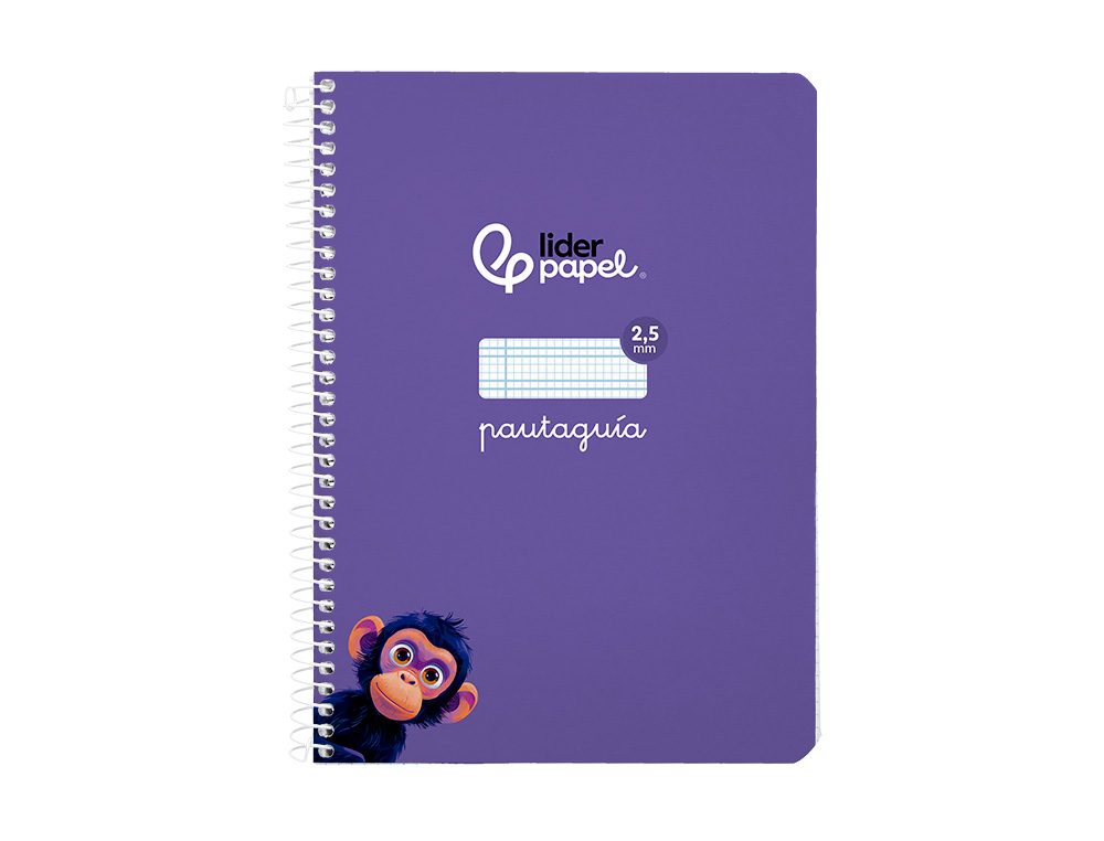 CUADERNO ESPIRAL LIDERPAPEL A5 PAUTAGUIA TAPA BLANDA 40H 75GR CUADRO PAUTADO 2,5MM COLOR LILA