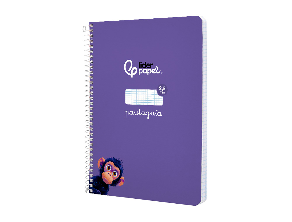 CUADERNO ESPIRAL LIDERPAPEL A5 PAUTAGUIA TAPA BLANDA 40H 75GR CUADRO PAUTADO 2,5MM COLOR LILA