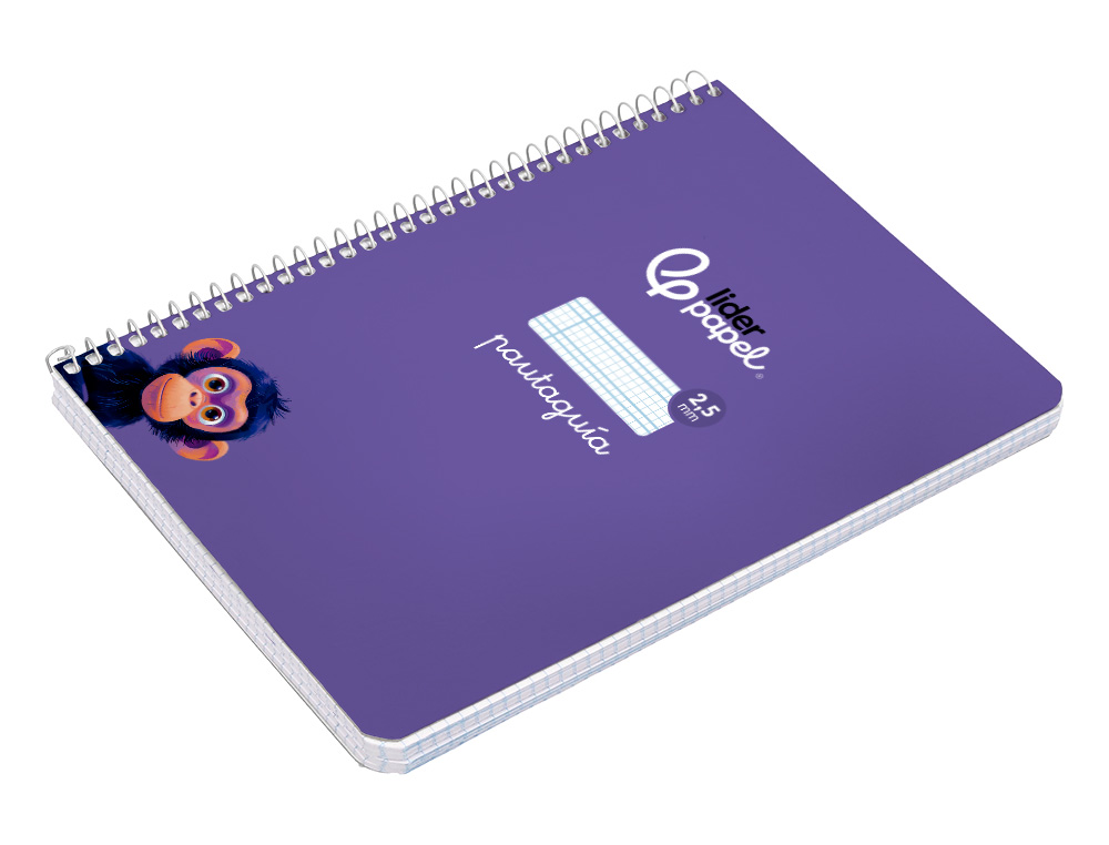 CUADERNO ESPIRAL LIDERPAPEL A5 PAUTAGUIA TAPA BLANDA 40H 75GR CUADRO PAUTADO 2,5MM COLOR LILA