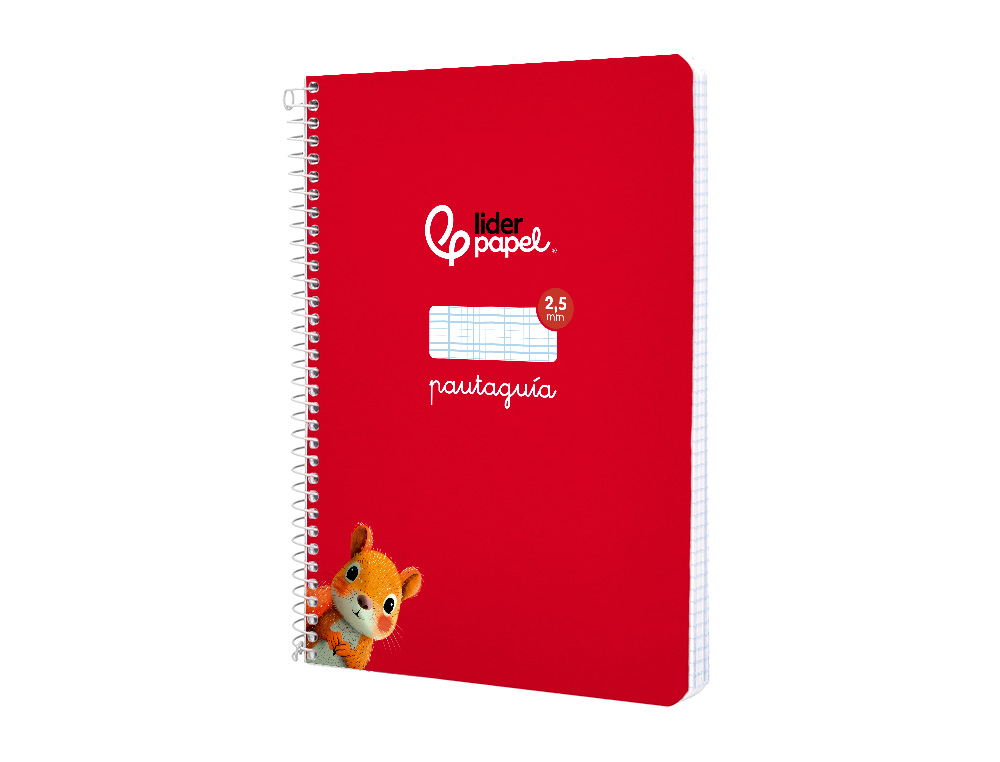 CUADERNO ESPIRAL LIDERPAPEL A5 PAUTAGUIA TAPA BLANDA 40H 75GR CUADRO PAUTADO 2,5MM COLOR ROJO