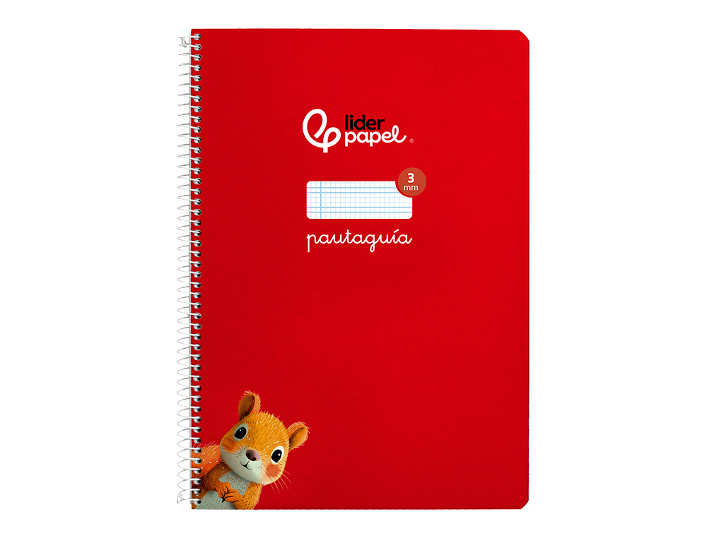 CUADERNO ESPIRAL LIDERPAPEL DIN A4 PAUTAGUIA TAPA DURA 80H 90 GR CUADRO PAUTADO 3MM COLOR ROJO