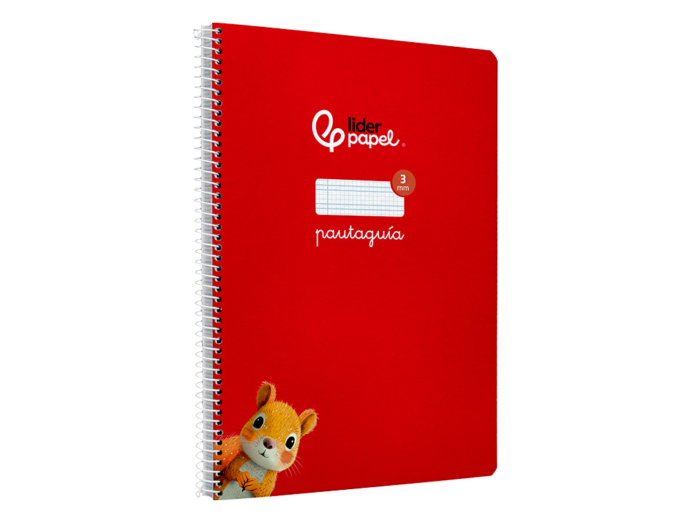 CUADERNO ESPIRAL LIDERPAPEL DIN A4 PAUTAGUIA TAPA DURA 80H 90 GR CUADRO PAUTADO 3MM COLOR ROJO