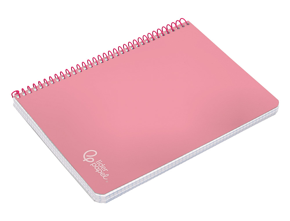 CUADERNO ESPIRAL LIDERPAPEL A4 WITTY TAPA DURA 80H 90GR CUADRO 4MM CON MARGEN COLOR ROSA