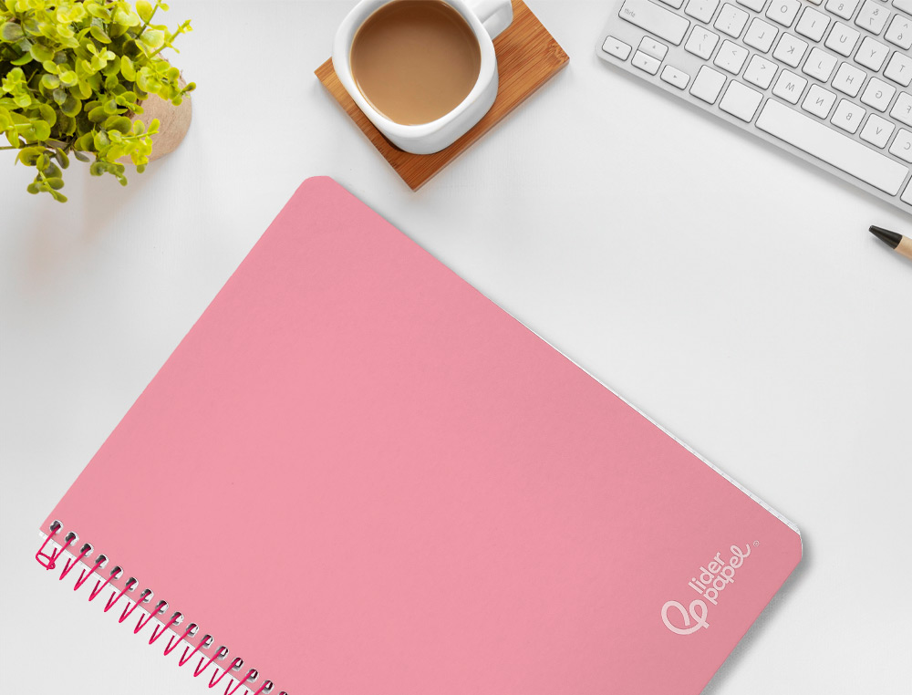 CUADERNO ESPIRAL LIDERPAPEL A4 WITTY TAPA DURA 80H 90GR CUADRO 4MM CON MARGEN COLOR ROSA