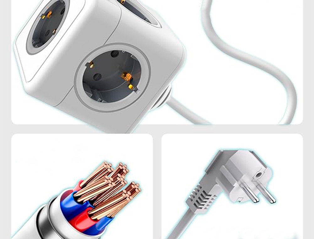 REGLETA Q-CONNECT DE CUBO ENCHUFE MULTIPLE POWER CUBE 5 EN 1 CABLE DE 1,4 MT 5 TOMAS DE CORRIENTE 75X75X112MM