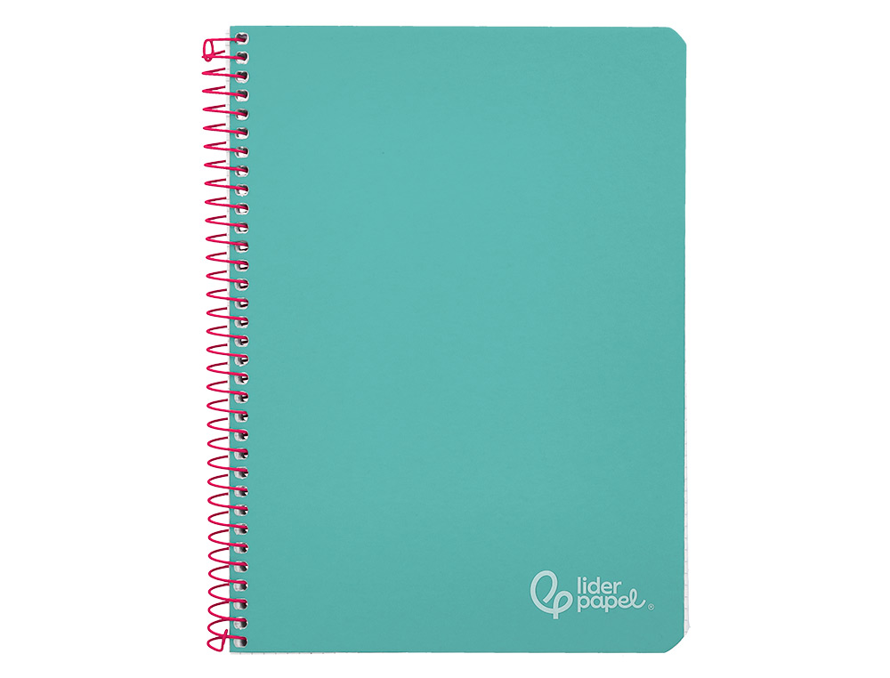 CUADERNO ESPIRAL LIDERPAPEL DIN A5 WITTY TAPA DURA 80H 90GR CUADRO 4MM CON MARGEN COLOR TURQUESA