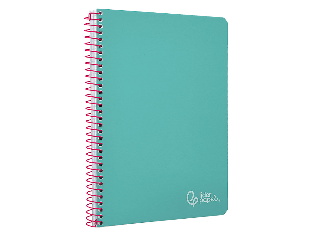 CUADERNO ESPIRAL LIDERPAPEL DIN A5 WITTY TAPA DURA 80H 90GR CUADRO 4MM CON MARGEN COLOR TURQUESA
