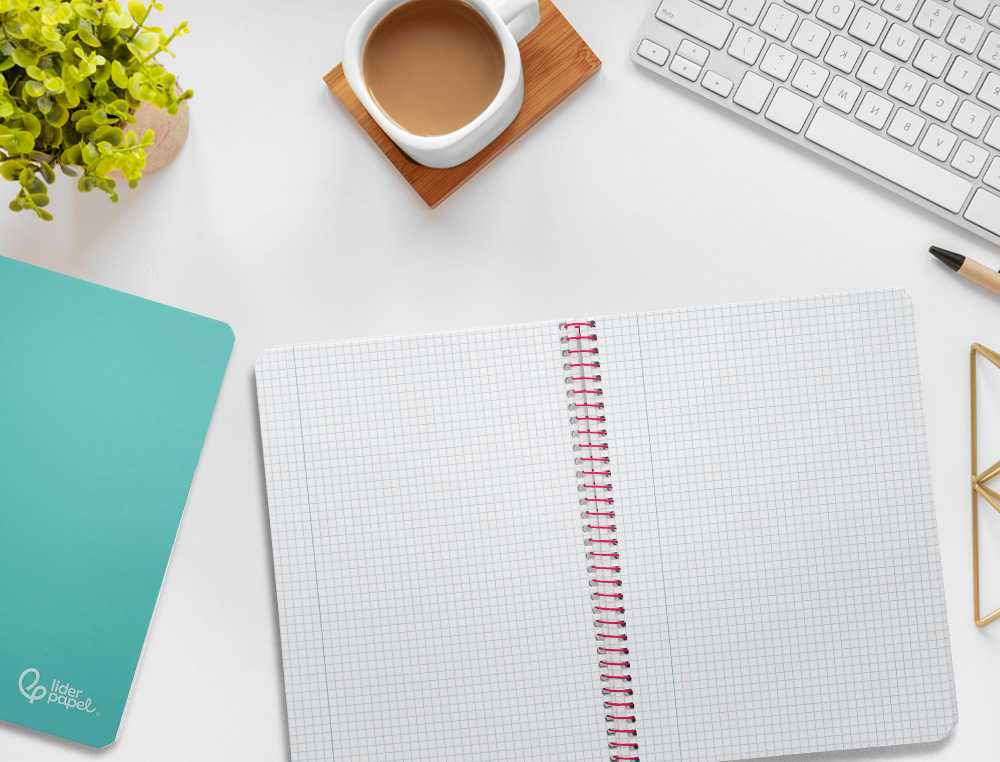 CUADERNO ESPIRAL LIDERPAPEL DIN A5 WITTY TAPA DURA 80H 90GR CUADRO 4MM CON MARGEN COLOR TURQUESA