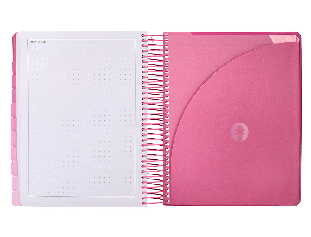 AGENDA ESCOLAR ANTARTIK 25-26 ESPIRAL FUN DAY FUCSIA DIA PAGINA A5 BILINGE PAPEL FSC 80 GR