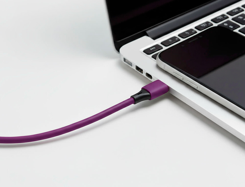 CABLE USB-C A USB-C Q-CONNECT PVC LONGITUD 1M MORADO