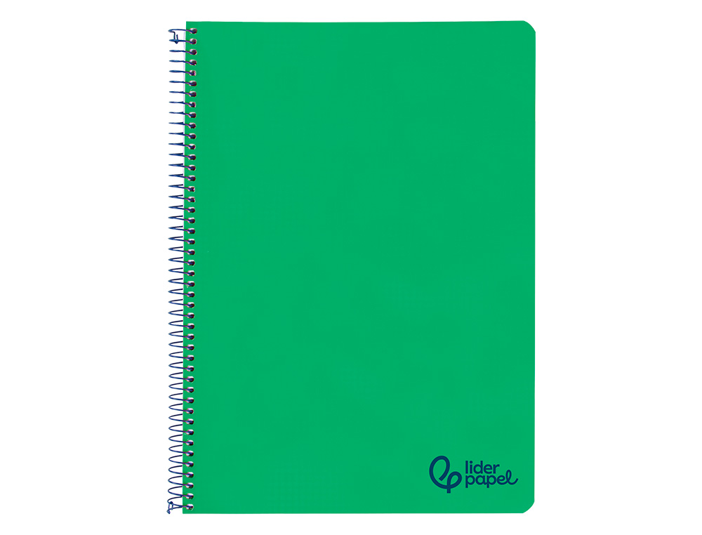 CUADERNO ESPIRAL LIDERPAPEL A4 WONDER TAPA PLASTICO 80H 90GR CUADRO 4MM CON MARGEN COLOR VERDE OSCURO