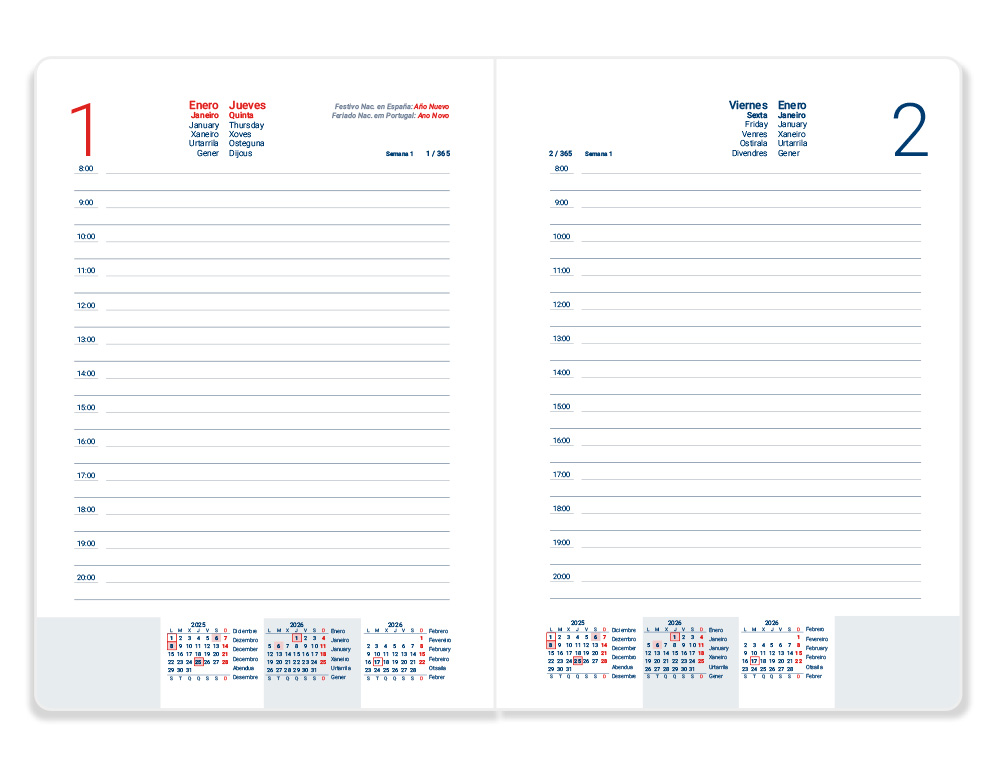 AGENDA ESPIRAL LIDERPAPEL GAZI A4 2026 DIA PAGINA AZUL OSCURO PAPEL 70 GR FSC