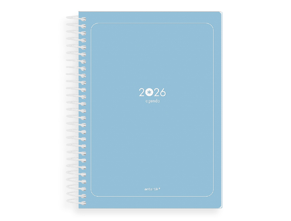 AGENDA ESPIRAL ANTARTIK ESSENTIALS A5+ 2026 DÍA PÁGINAAZUL CLARO PAPEL 80G FSC