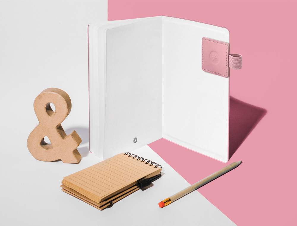 PORTABOLIGRAFO AUTOADHESIVO ANTARTIK PARA CUADERNO NOTE CON ELASTICO HASTA 15 MM GROSOR 1MM ROSA 40X40 MM