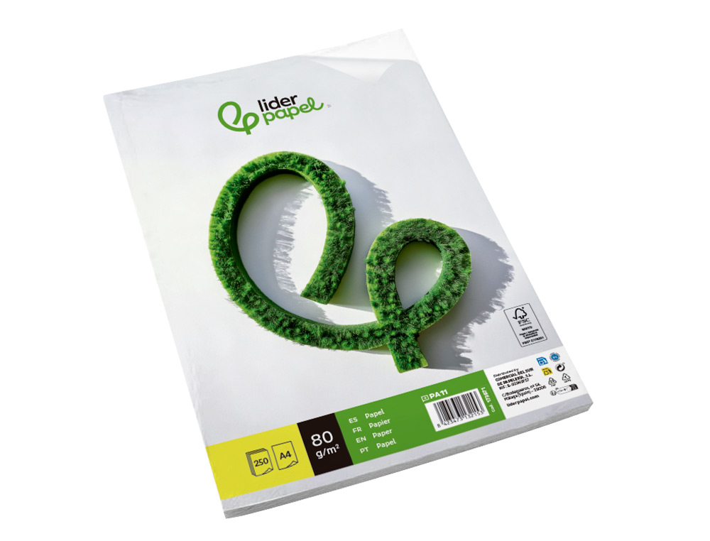 PAPEL LIDERPAPEL A4 80G/M2 LISO PAQUETE DE 250 HOJAS
