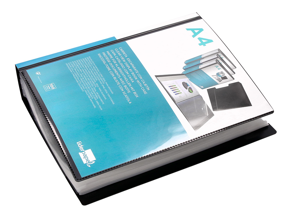 CARPETA LIDERPAPEL PERSONALIZA 37865 100 FUNDAS POLIPROPILENODIN A4 NEGRA CON CAJETIN