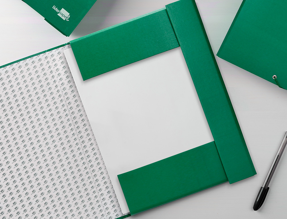 CARPETA PROYECTOS LIDERPAPEL FOLIO LOMO 90MM CARTON FORRADO VERDE