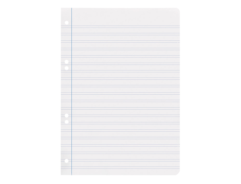 RECAMBIO LIDERPAPEL CUARTO 100 HOJAS 60GR PAUTA 4ª 3.5MM CON MARGEN 6 TALADROS